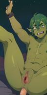 1man abs anal clitoris fangs green_eyes green_hair hetero muscular night night_sky nipples nude open_mouth orc penis pointy_ears pussy sharp_teeth short_hair solo_focus space star_(sky) starry_sky teeth uncensored // 400x800 // 71.8KB