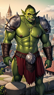 1man abs armor chain colored_skin fangs goblin green_skin helmet jewelry male_focus muscular muscular_female muscular_male necklace nipples orc pauldrons pectorals piercing pointy_ears shoulder_armor solo torn_clothes // 800x1408 // 1.4MB