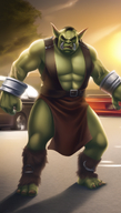 1man abs belt blurry_background male_focus muscular orc realistic solo // 800x1408 // 1.1MB