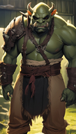 1man abs armor blurry_background male_focus manly muscular orc pectorals red_eyes solo standing // 800x1408 // 1.2MB