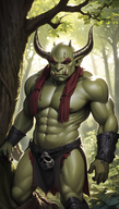1man abs bara beard chest_hair cow_horns forest horns loincloth male_focus muscular muscular_male nature navel nipples pectorals pelvic_curtain solo thick_thighs thighs topless_male tree // 800x1408 // 1.3MB